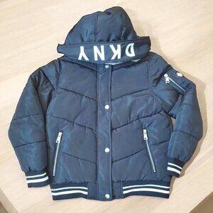 DKNY Sport Coat Girls Size M 10/12 Black Puffer Hooded Quilted Jacket